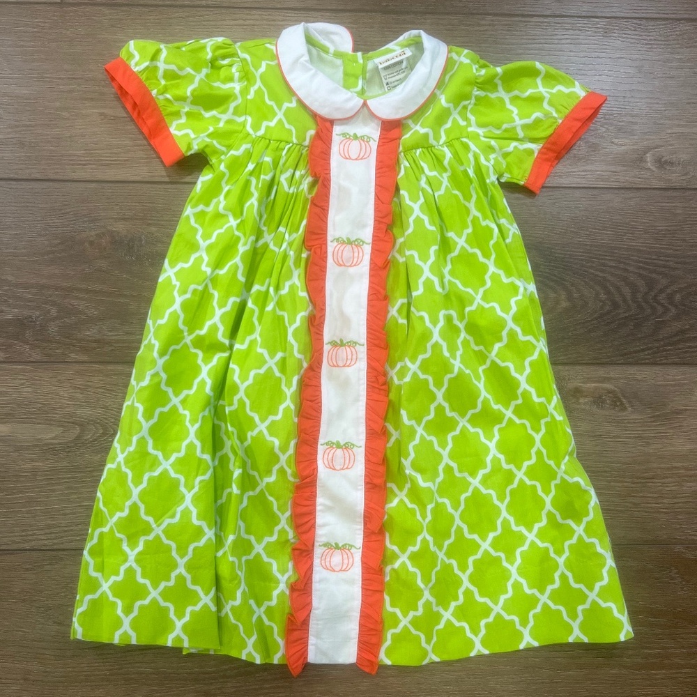 Babeeni Girls A-line Cap Sleeve Pumpkin Dress, Peter Pan Collar, Size 5, fall